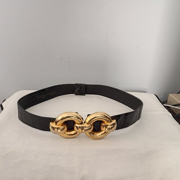❤️ALEXIS KIRK Signed Black Buckle & Belt Lizard Print Belt Size 31 main image 6